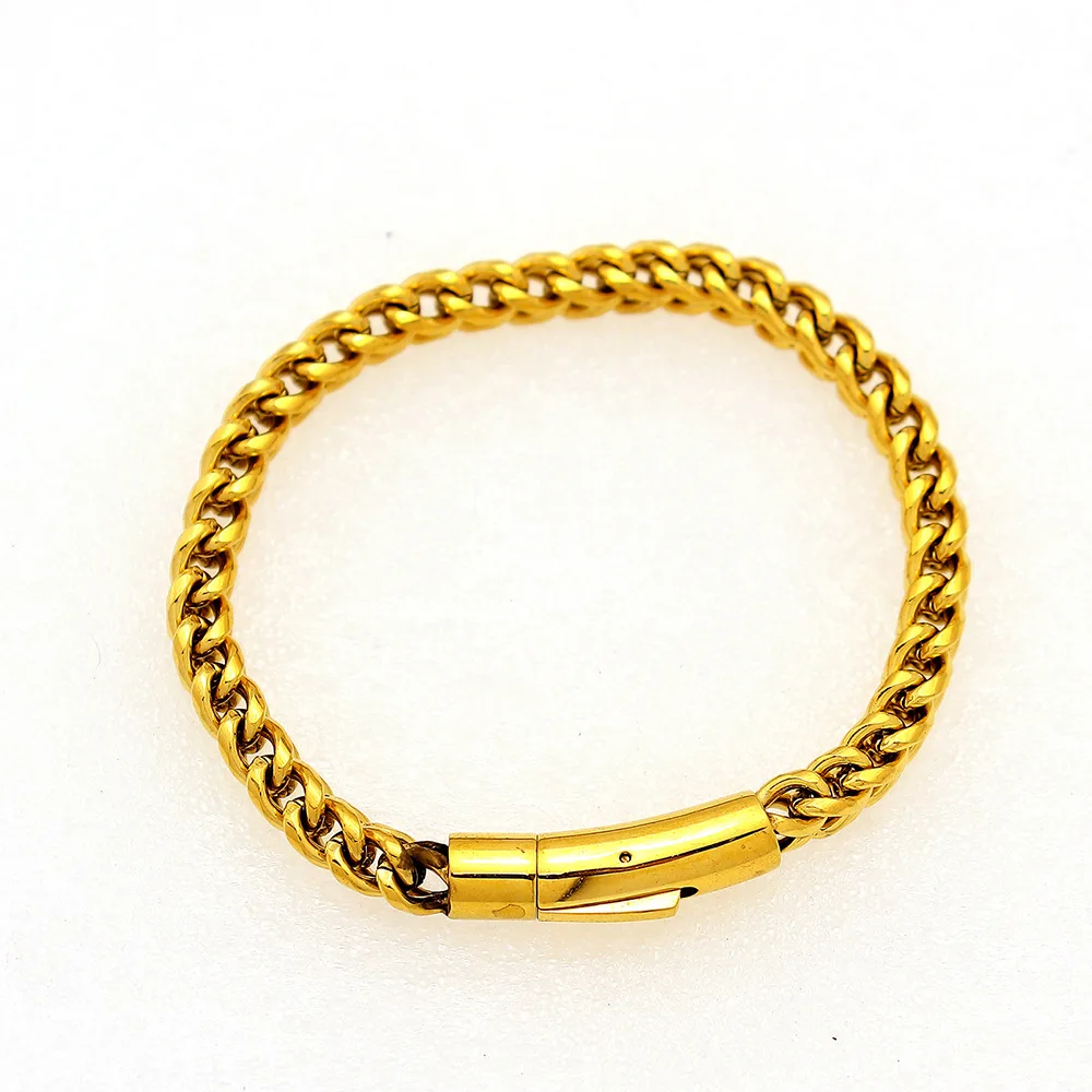 Fashion Stainless Steel Chains Bracelet Gold Color For Men