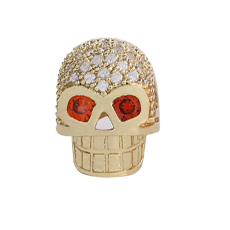 Cubic Zircon Beads  Skull Head Red Eye Beads  Bracelet Accessories  Necklace Beads  Earrings Material Charms For Jewelry Making