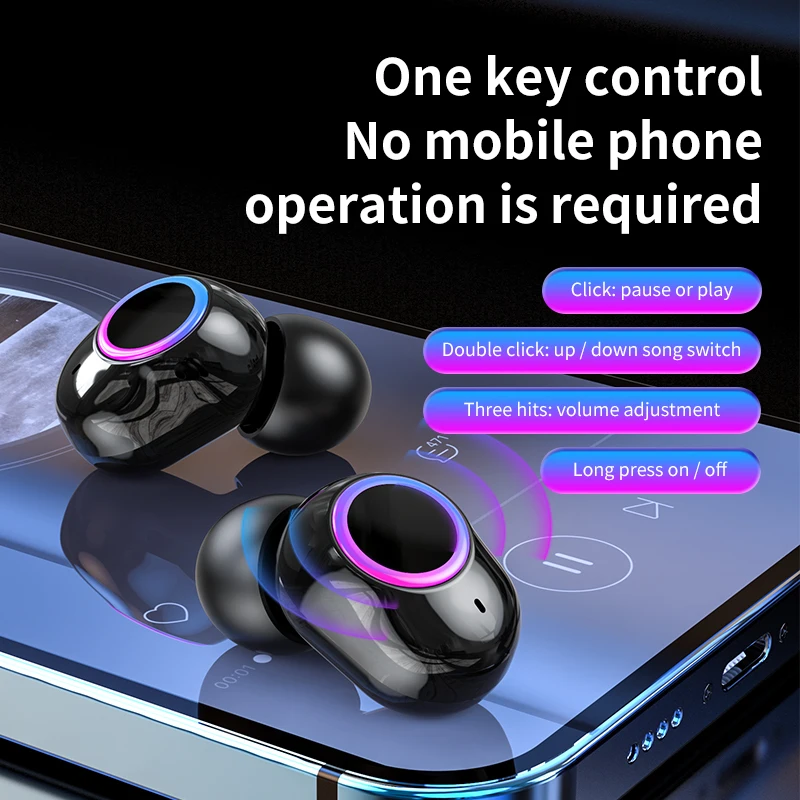 Hot Sales Audifonos F8 BT 5.2 TWS Wireless Earphone Metal Bass Stereo Waterproof Round LED Digital Display Earbuds Mobile Phone