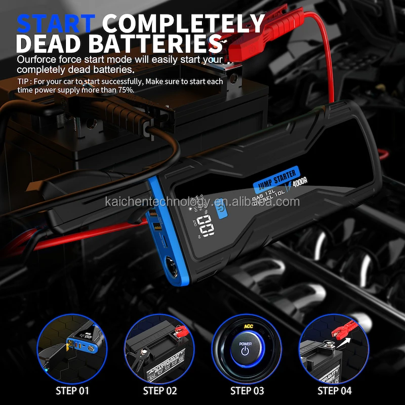 Super Capacitor 4000A 12V  Jump Starter power bank battery air compressor  car jamper