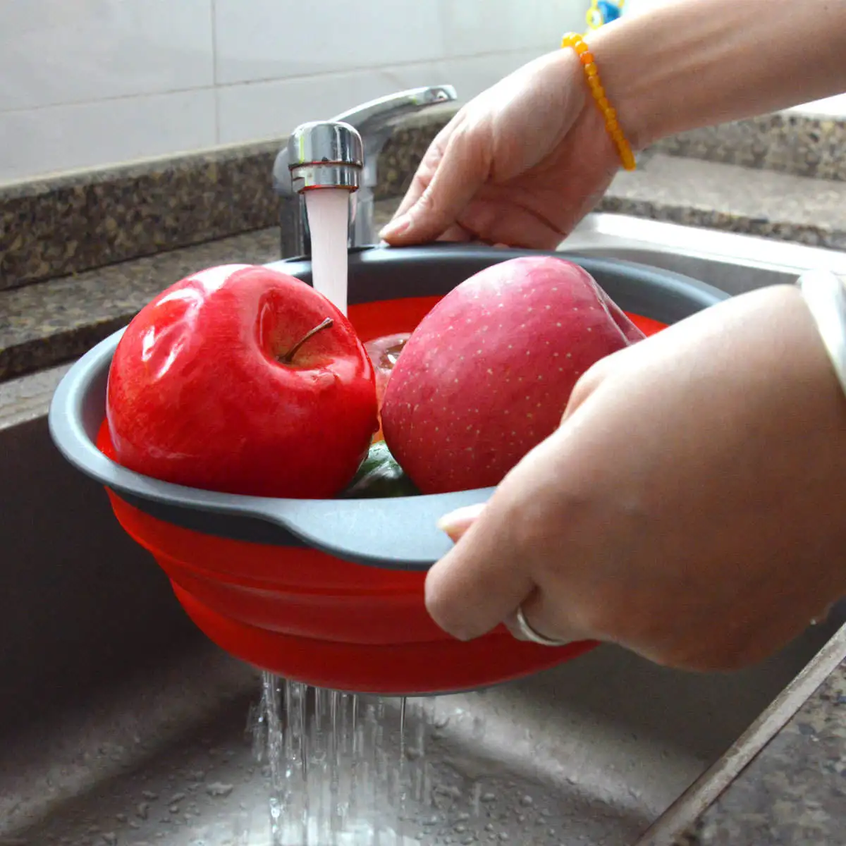 Kitchen Collapsible Colander draining basket Fruit vegetables Filter basket washing basket Strainer
