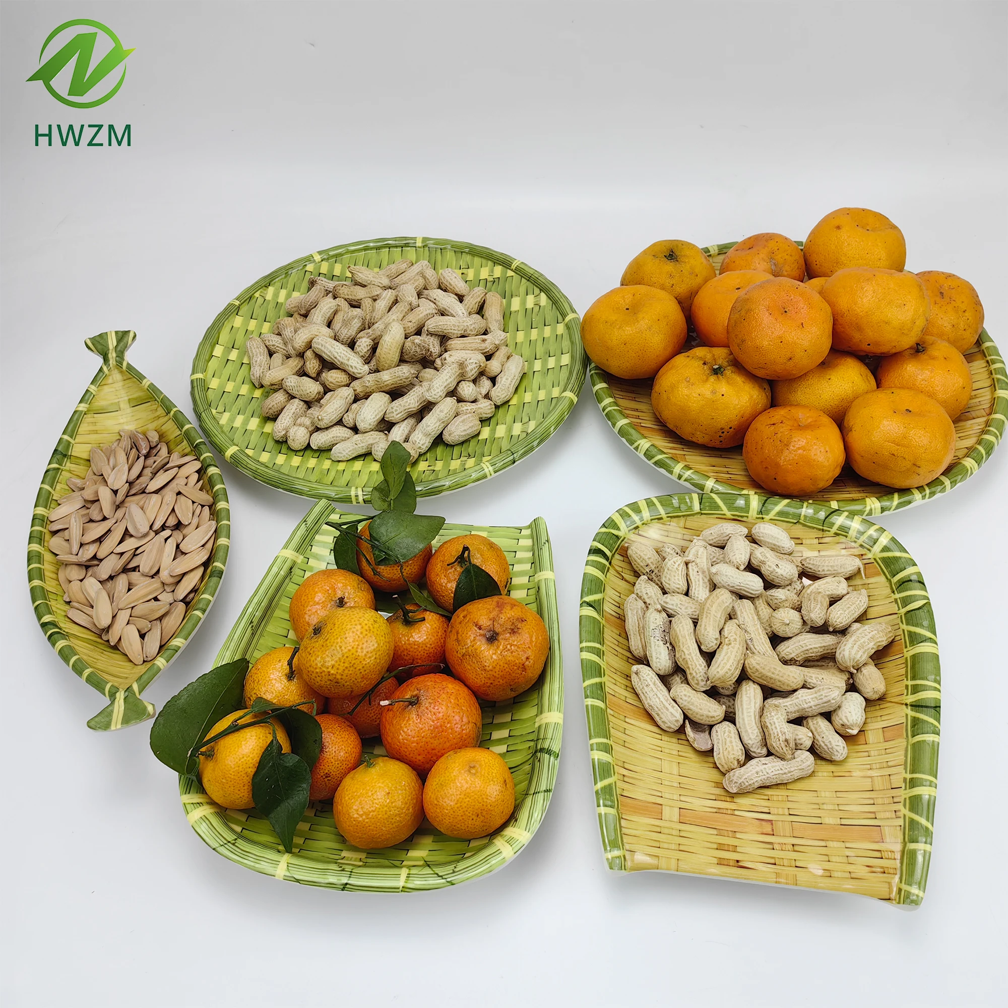 2023Small Bamboo Basket Fruit Woven Bamboo Food Tray Sushi Boat Bamboo Woven Mimetic rattan basket  Plate Handmade Basket