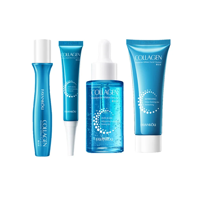2024 New OEM Collagen Skin Care Set Moisturizing Whitening Anti aging Brighten Repair Face Cleanser Serum Eye Cream
