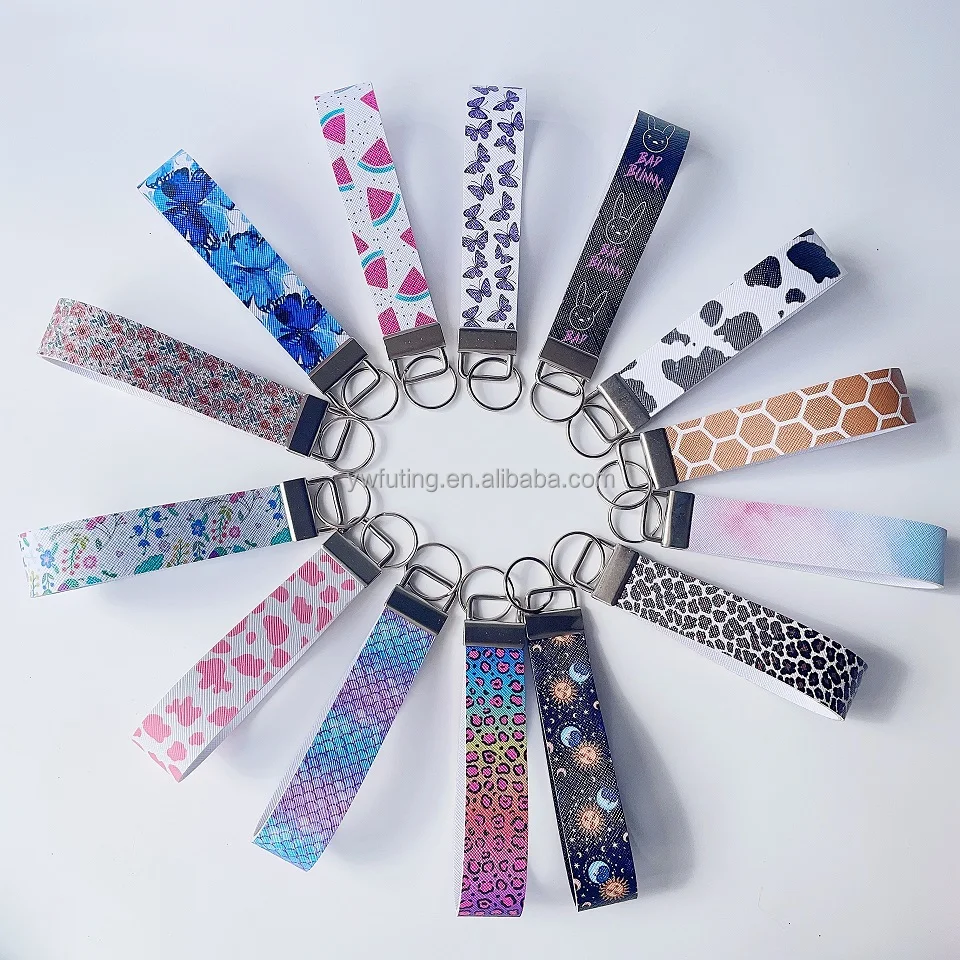 Custom leather keychain Ladies Key chain Christmas Halloween gift key chain Printed leather wristband key ring