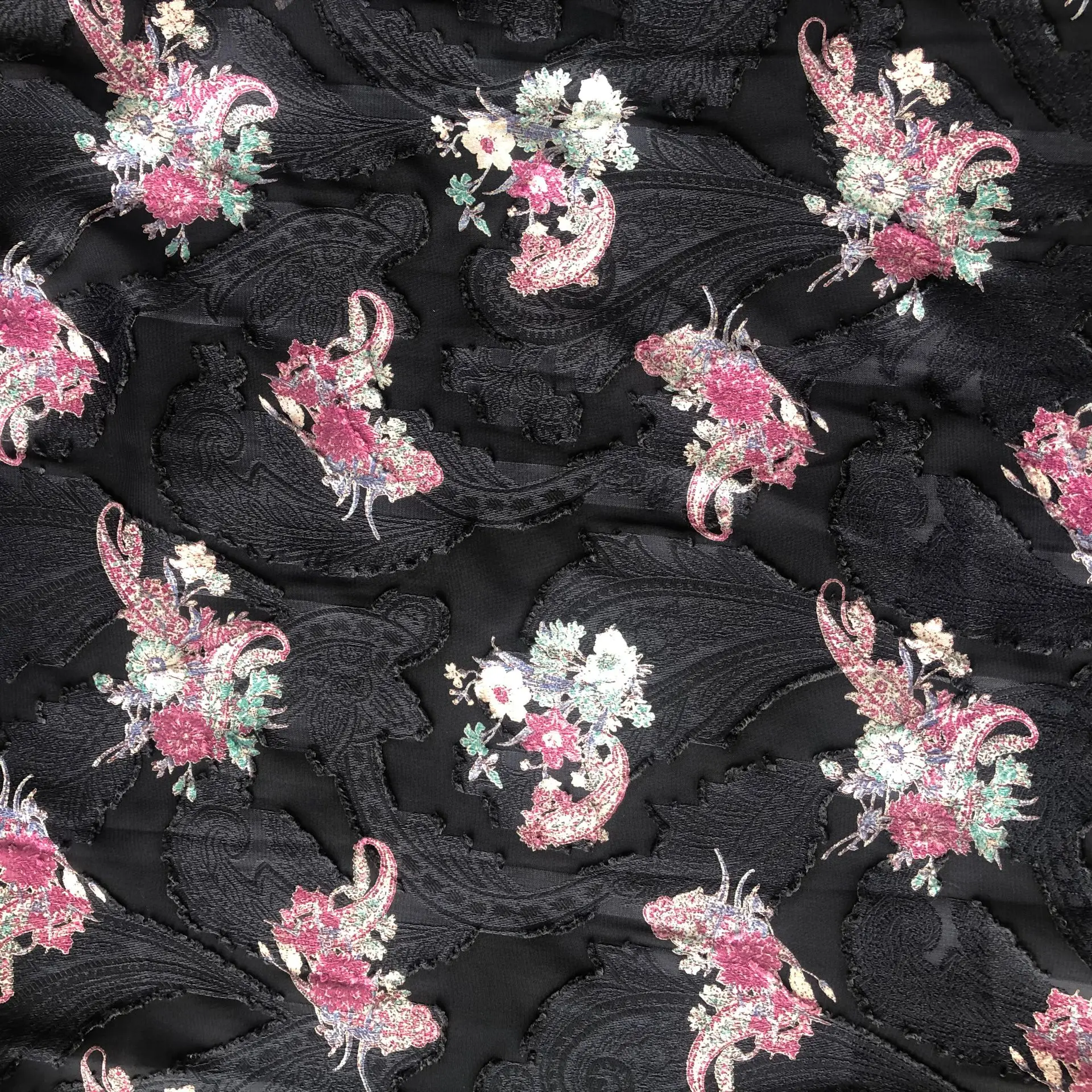 100% Jacquard Polyester Digital Printed Chiffon Shirt Dress Clothing Fabric Brocade Jacquard Woven EN Rohs Printed Saree 100GSM