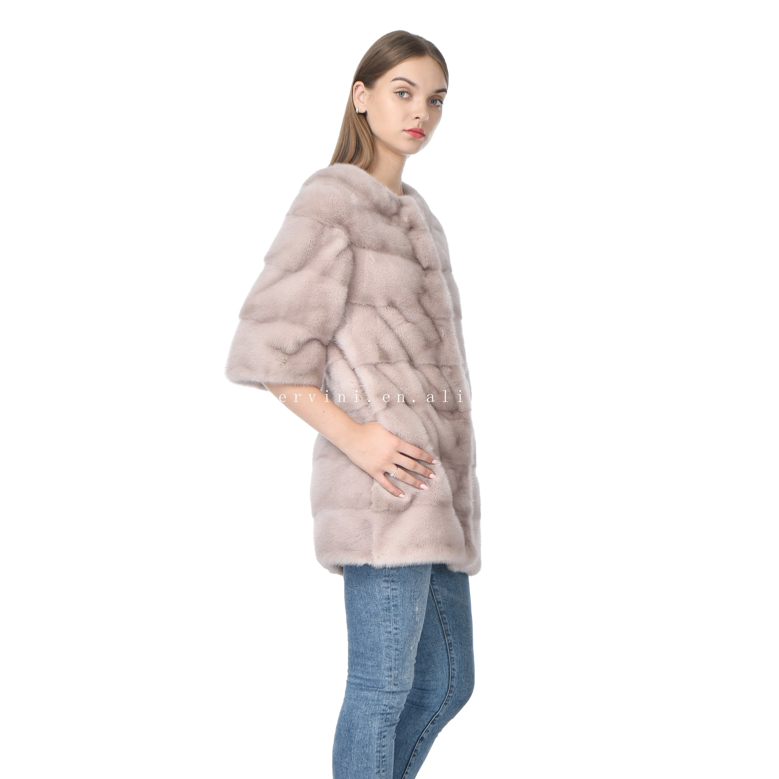 New fashion hot  teenage models without collar 100% fur mink coat