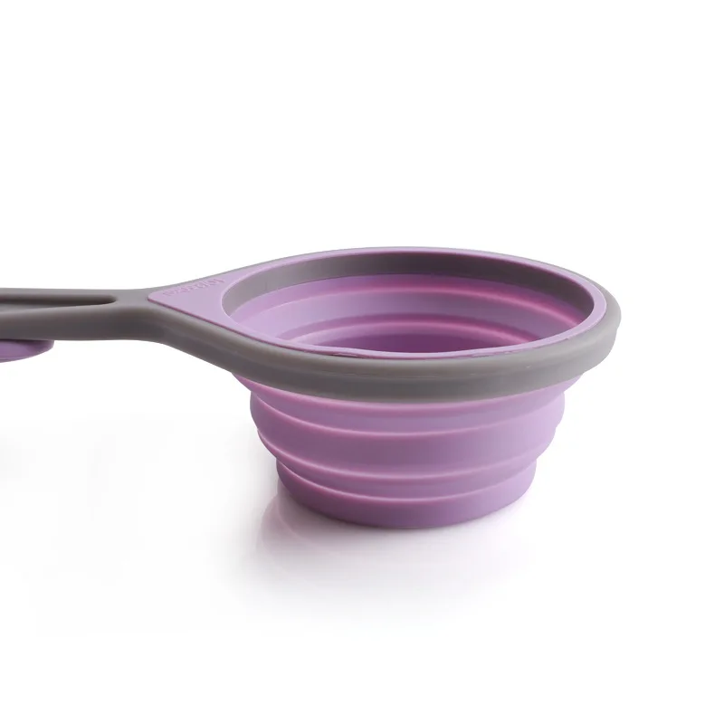 Liquid Dry Food Baking Cooking Kitchen Utensils Collapsible 40ml Flexible Silicone Measuring Cups and Spoons Set