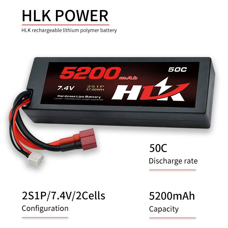 OEM factory  5200mAh 50C 7.4V RC Offroad Car Hard Case 2S1P Lipo Battery