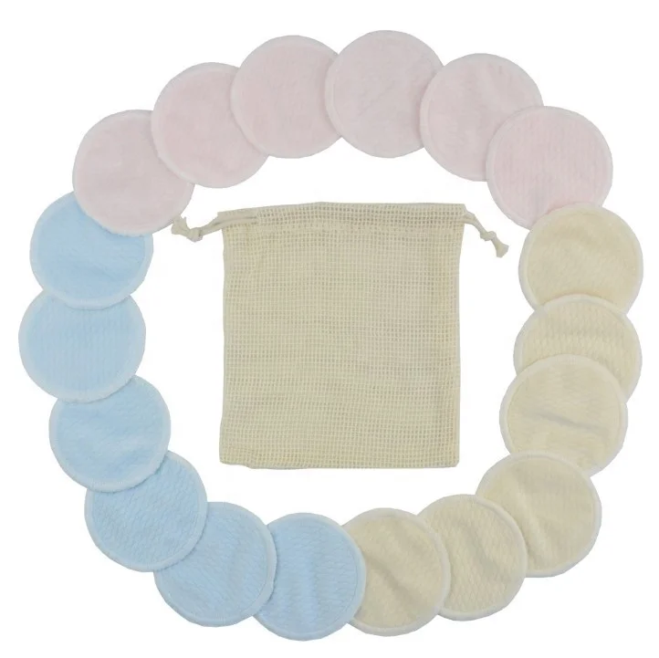 High Quality Reusable Cotton Make Up Remover Pads washable 2 layers Bamboo terry Fiber  make up remover Pads