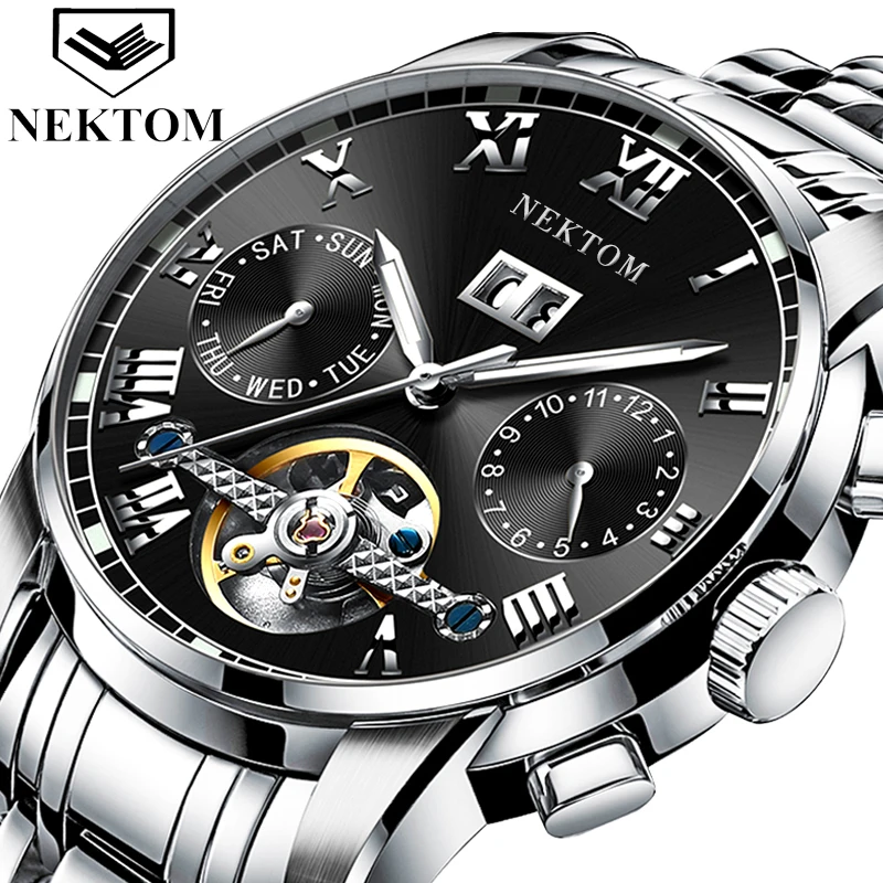 Мужские механические часы NEKTOM роскошные деловые в Шанхае