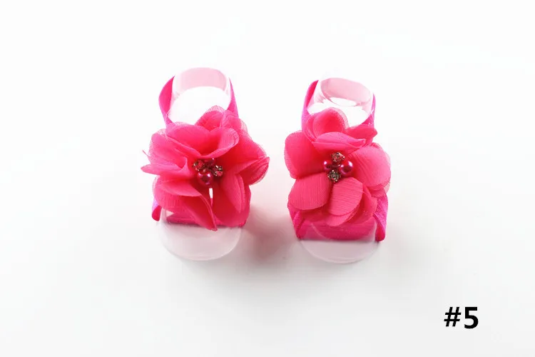 Baby Feet Accessories Photo Props Chiffon Flower Rhinestone Barefoot Sandals For Newborn Babies