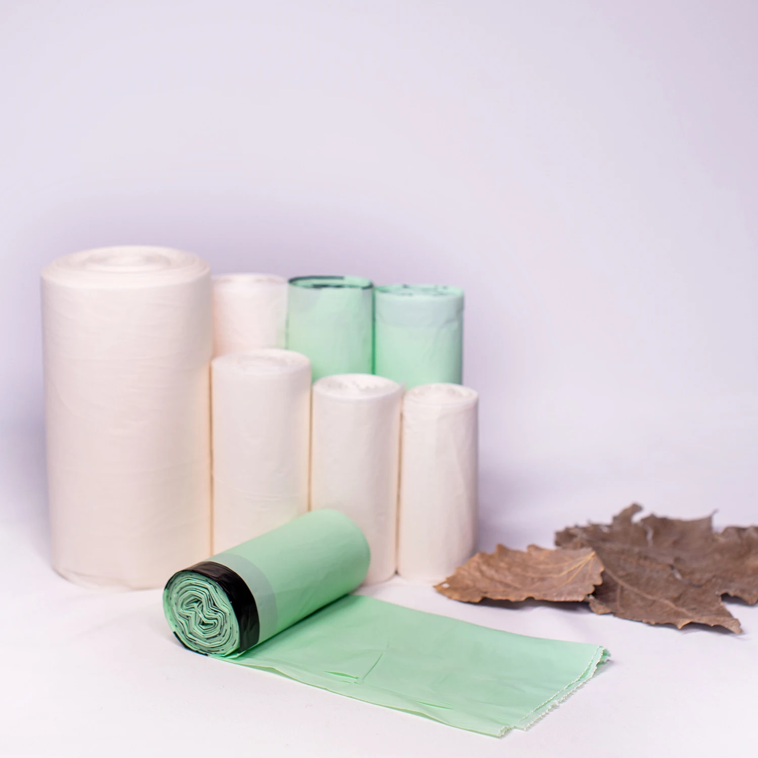 OEM Retail GRS Sustainable Recycled Plastic 13 Gallon Cornstarch Biodegradable Kitchen Bin Liners Compostable Trash Bags