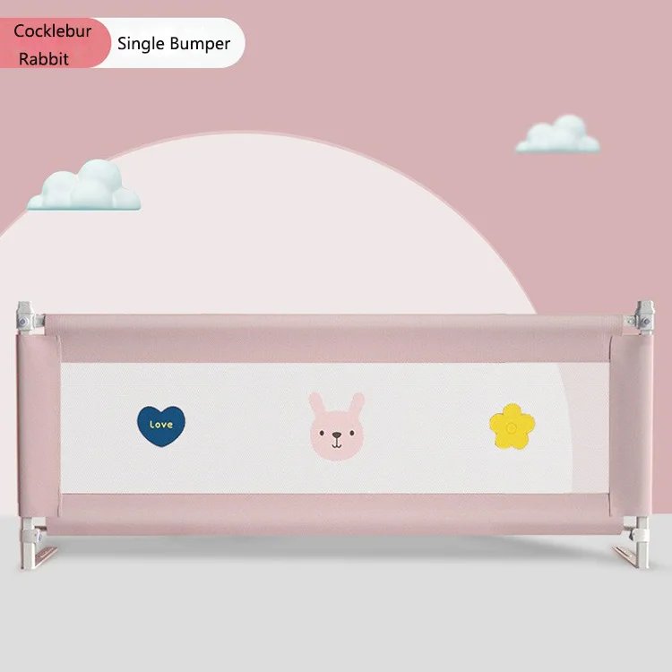 Bed Rails Extra Long Swing Down Baby Bed Guards Fold Down Safety Bedrail with Dear Pattern Kids Guardrail with Y-Strap for Twin