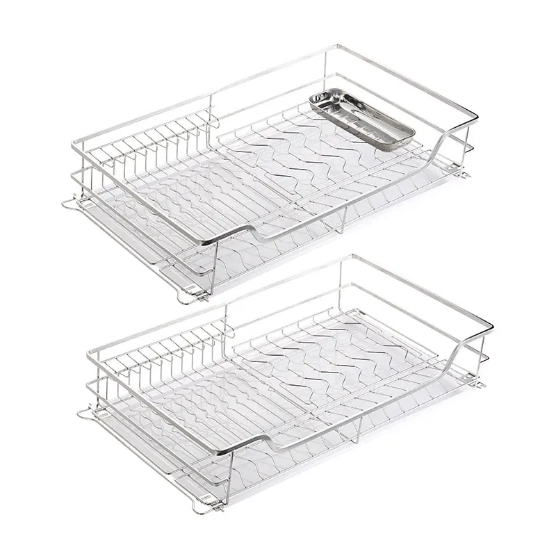 2 слоя Выдвижная проволочная корзина для выдвижных ящиков кухонного шкафа Организатор Кладовая блок выдвижной ящик, проволочная корзина