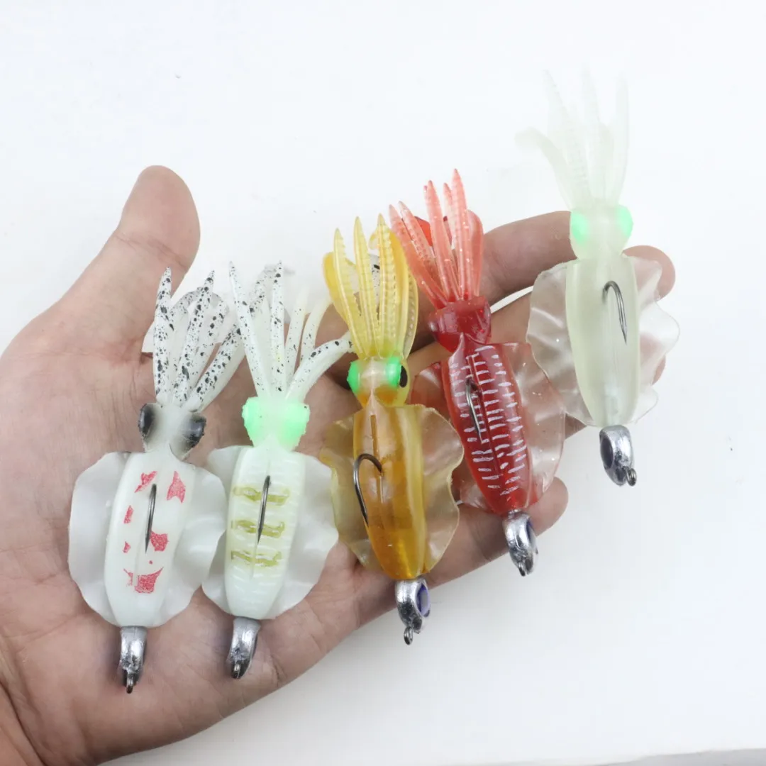30g With jig head hook Soft plastic tube fishing skirts lures soft octopus lure