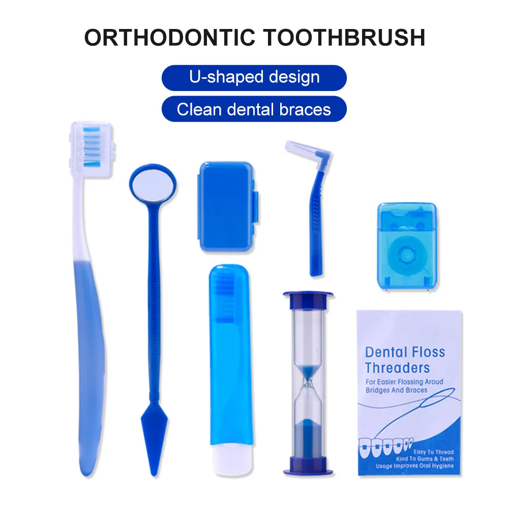 Portable Orthodontic Toothbrush Kit for Orthodontic Patient Orthodontic Care Kit for Braces Interdental Brush Dental Wax Dental