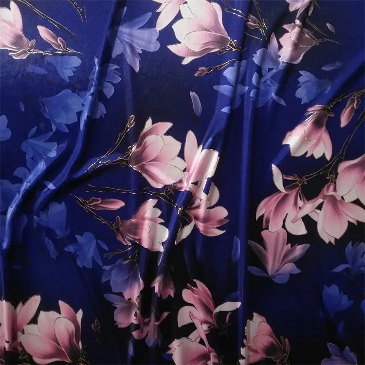 Hejin Wholesale Custom Thick Soft Luxury Polyester Spandex Stretch Printed Floral Pattern Silk Velvet Fabric for Clothing