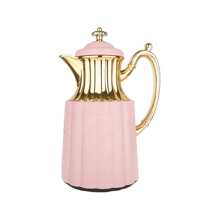 Turkish Style Sunny Shape Plastic BPA FREE pink gold 0.7 liter Glass Liner Flask Coffee & Tea sets