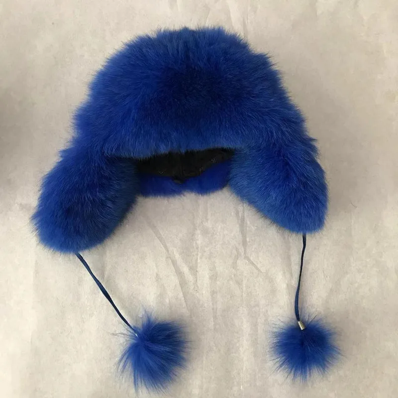 Factory Price Winter Warm Hat Fox Fur Fur Mink Hats with Real Fur Pom Poms for Women