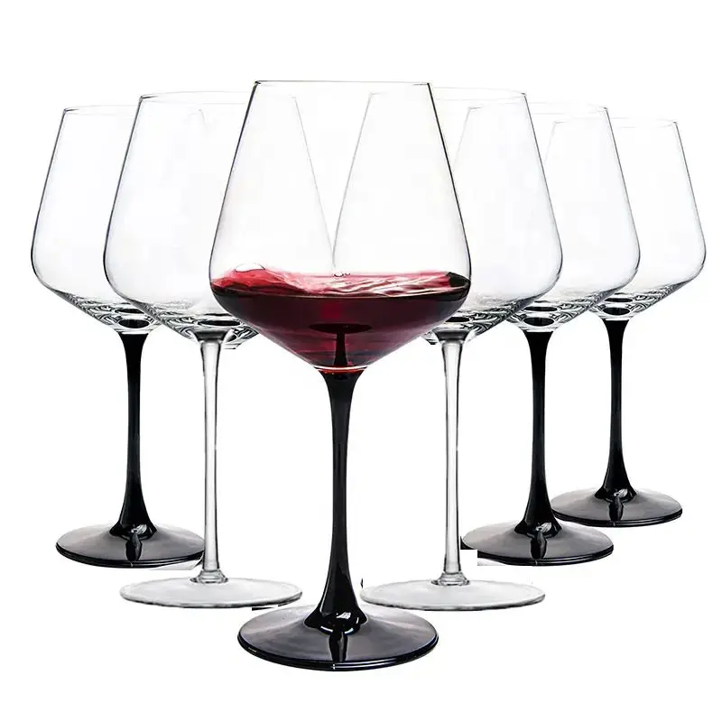 570ml Cold cut highball glass light luxury black bow tie wine glass burgundy bordeaux handmade crystal red wine glass wholesale