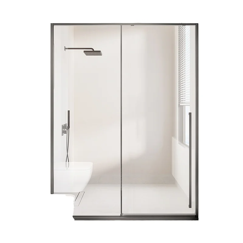 Gold Tempered Glass Shower Door Family-friendly Simple Folding Screen with Frameless Partition for Small Bathrooms and Cubicles