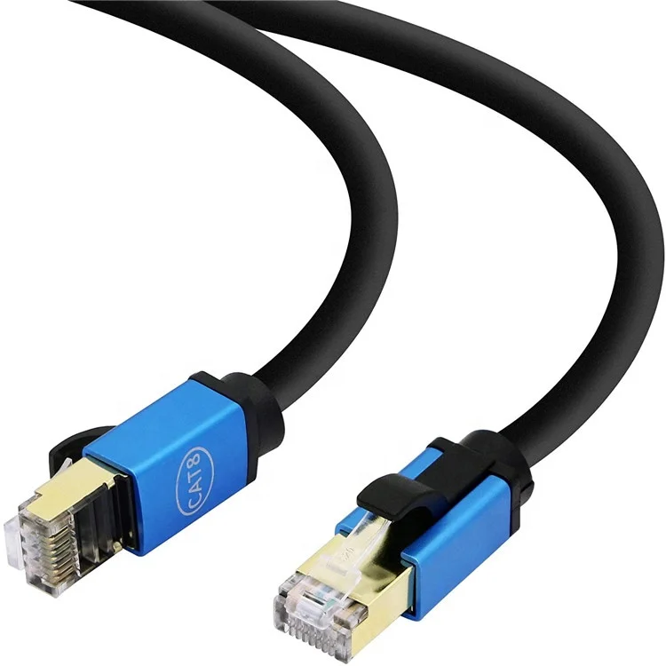Cat8 Ethernet Cable High Speed Flat Internet Network LAN Cable 40Gbps 2000Mhz S/FTP Patch Cable with Gold Plated RJ45 Connector