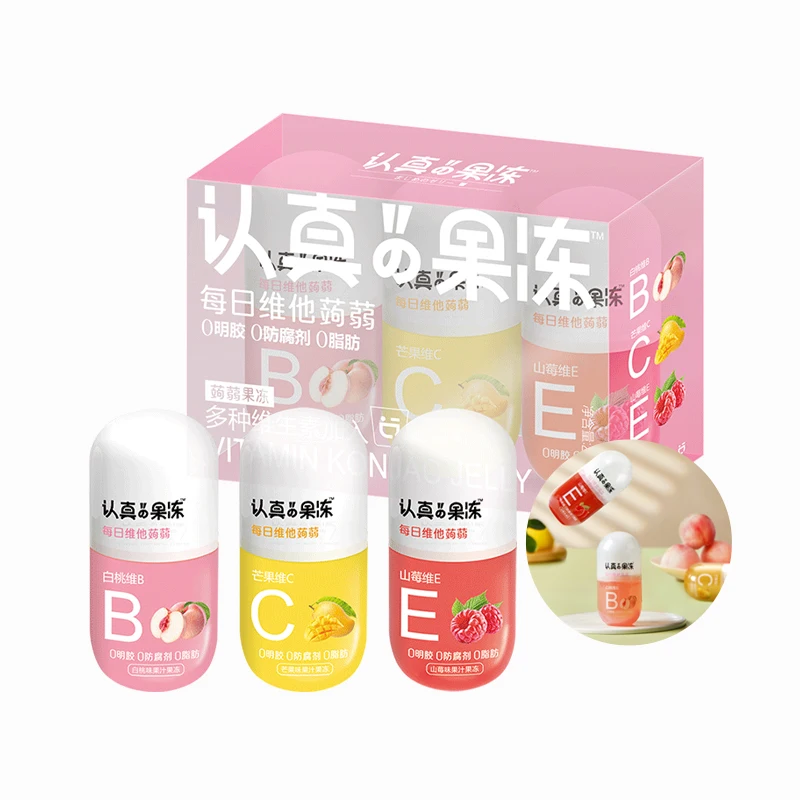 235g (3 in 1) No Preservative Vitamin C Gummy Konjac Jelly with PE Box