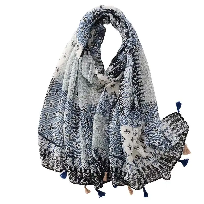 Manufacturer Girls Shawl Summer Stylish Sunscreen Scarves Viscose Floral Printed Scarf