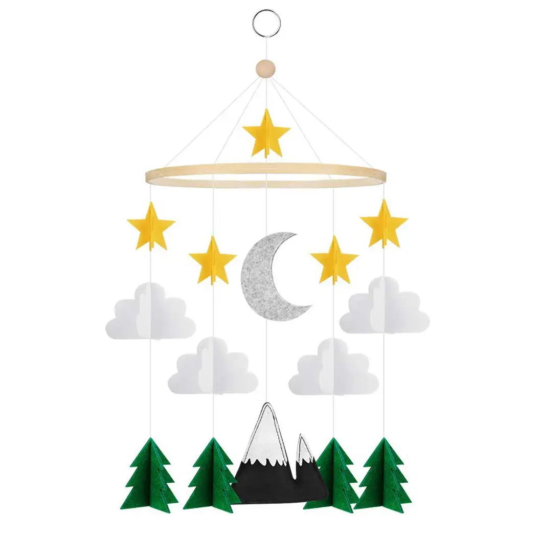 Neutral nordic custom decorative baby shower gift musical felt boy girl golden moon star cloud baby crib mobile nursery
