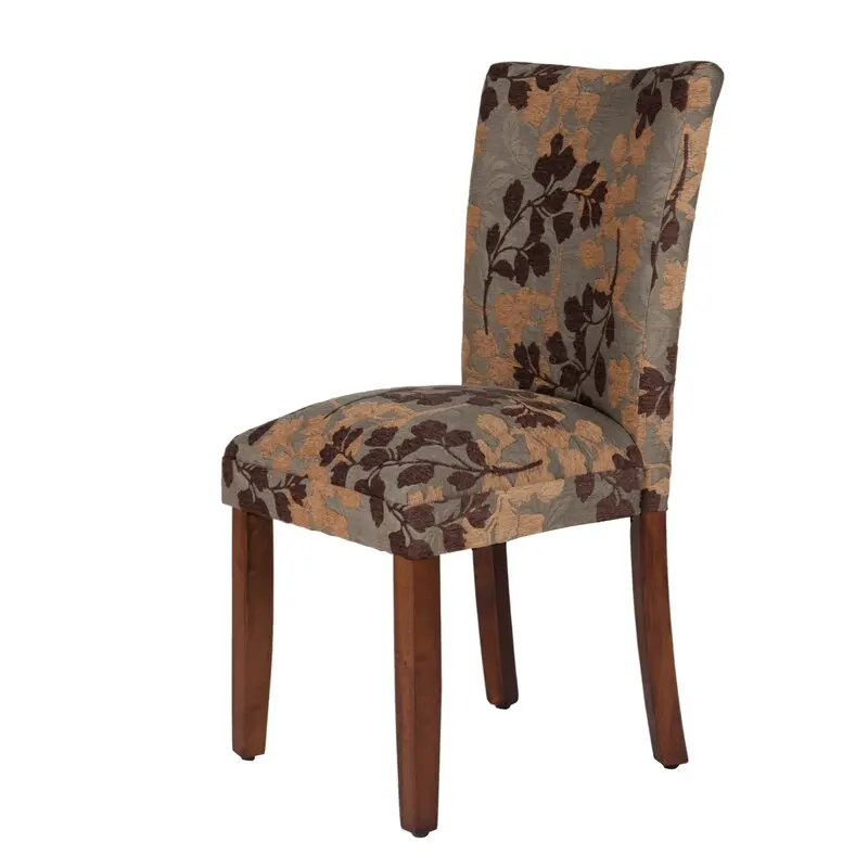  Modern Wooden Table And Upholstered Linen Fabric Tufted Back Dining Chair