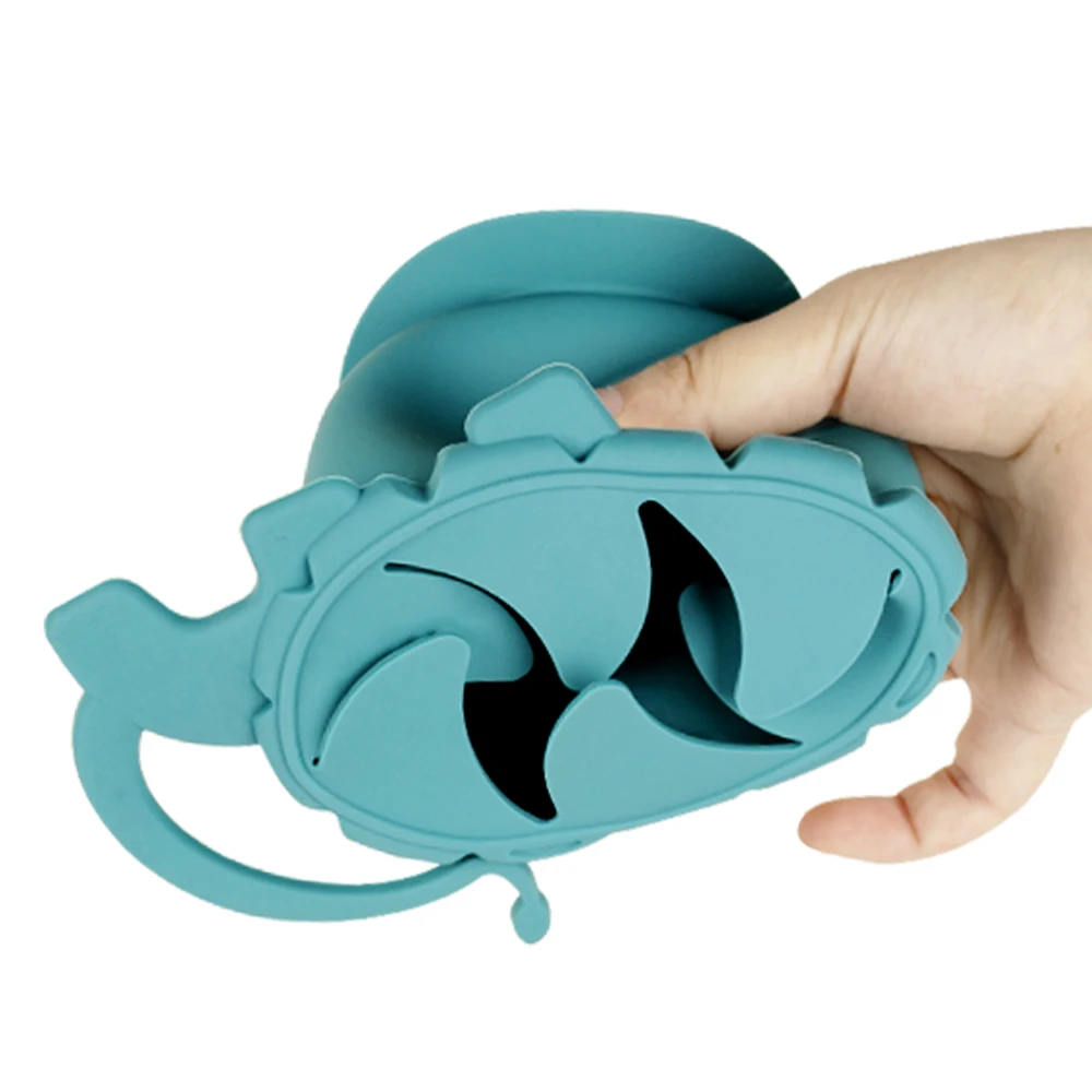 Spill Proof Baby Learning Drinkware Silicone Snack Cup Silicone Baby Suction Snack Cup Catcher with Lid for Toddlers