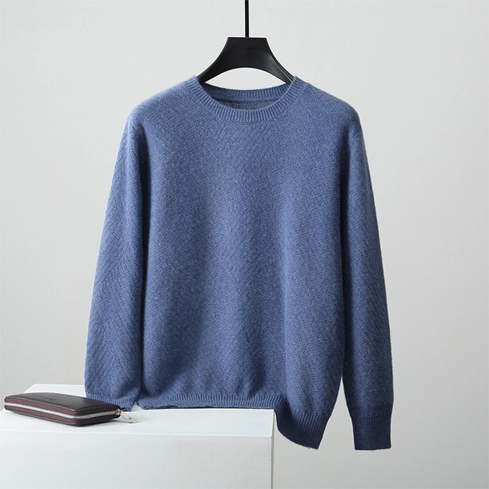 GUOOU fall winter round neck knitted sweater men popular knitwear cashmere sweater men