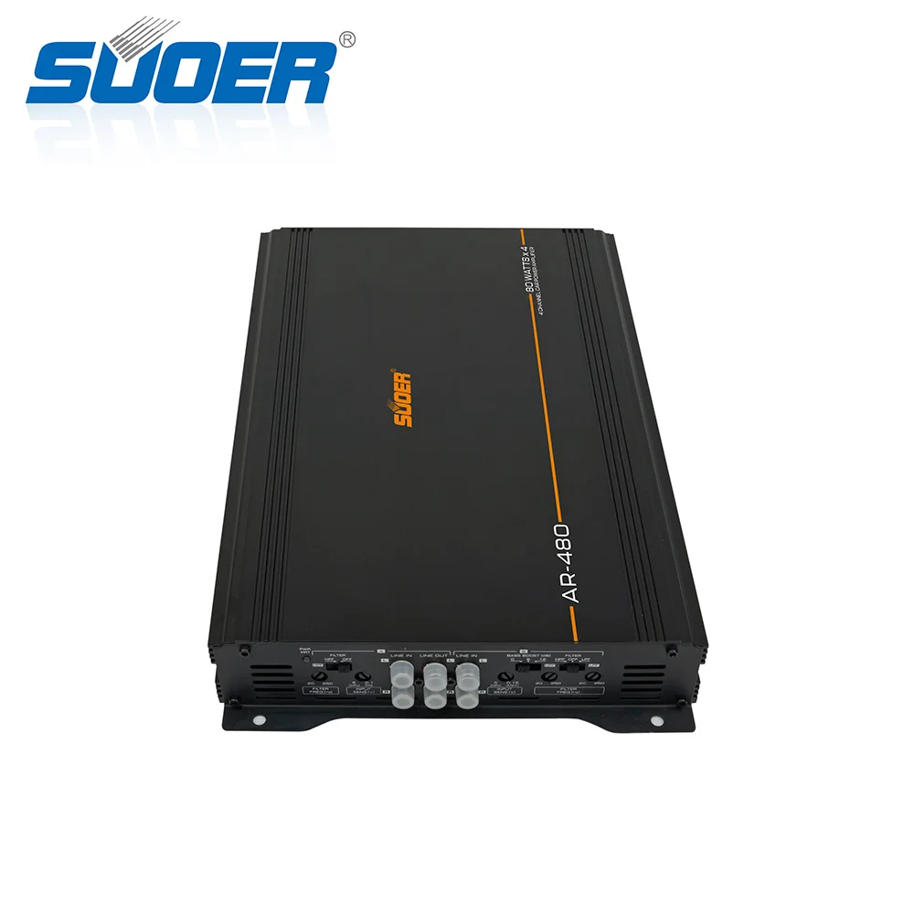 Suoer AR-480 car audio amplifier USA markert good price car amplifier 4*80 watts accept OEM and ODM