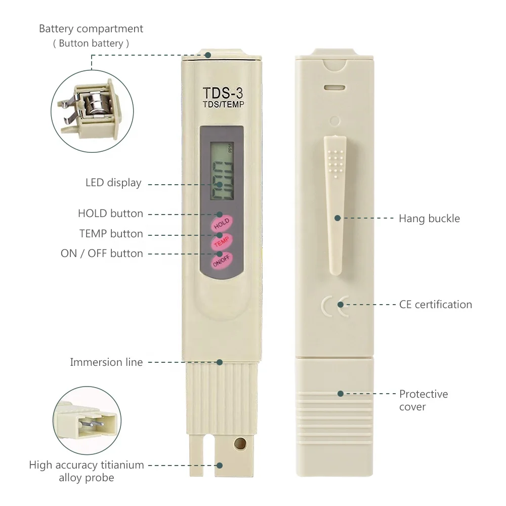 Best-selling 3 digital TDS water meter water quality tester with high sensitivity probe and low cost for drinking water