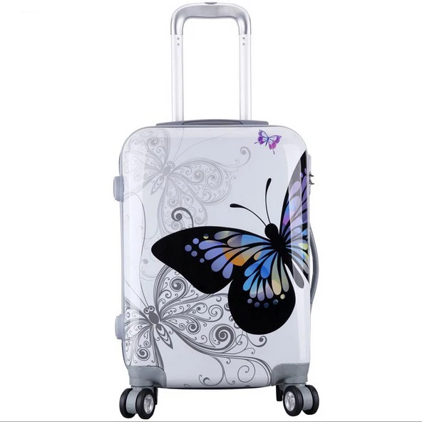 Custom Colorful Kid Luggage Bags Rolling Wheel Flight Travel Case Cartoon PC Printing film Trolley Suitcase