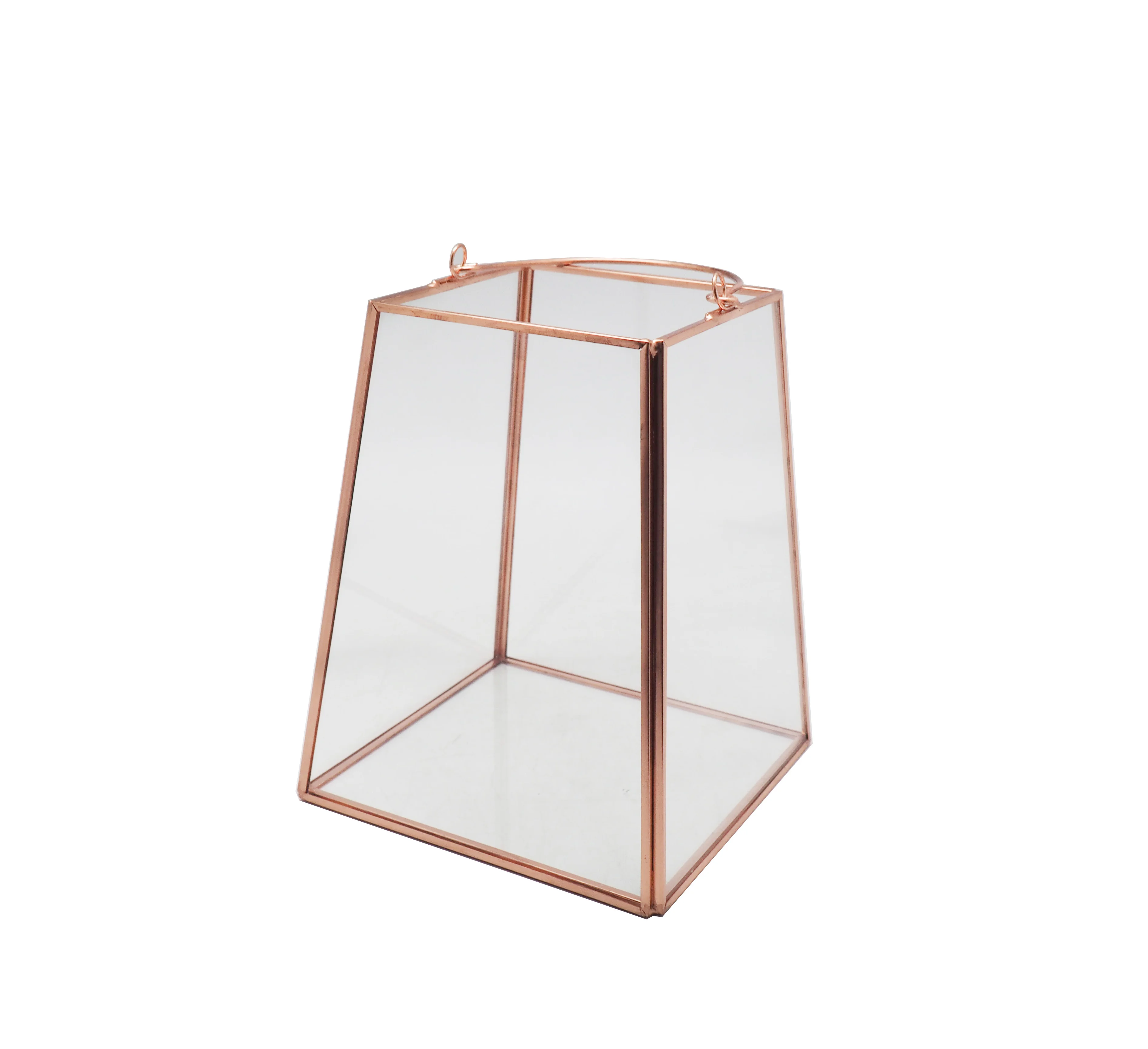 New style home decor square glass and gold lantern candle holder