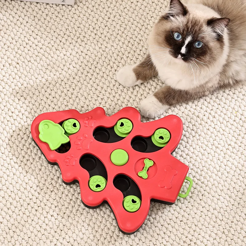 Wholesale Pet Dog Toys Puzzle Game Slow Feeder Food Luxury Durable Christmas Tree Interactive Pet Dog Puzzle Toys