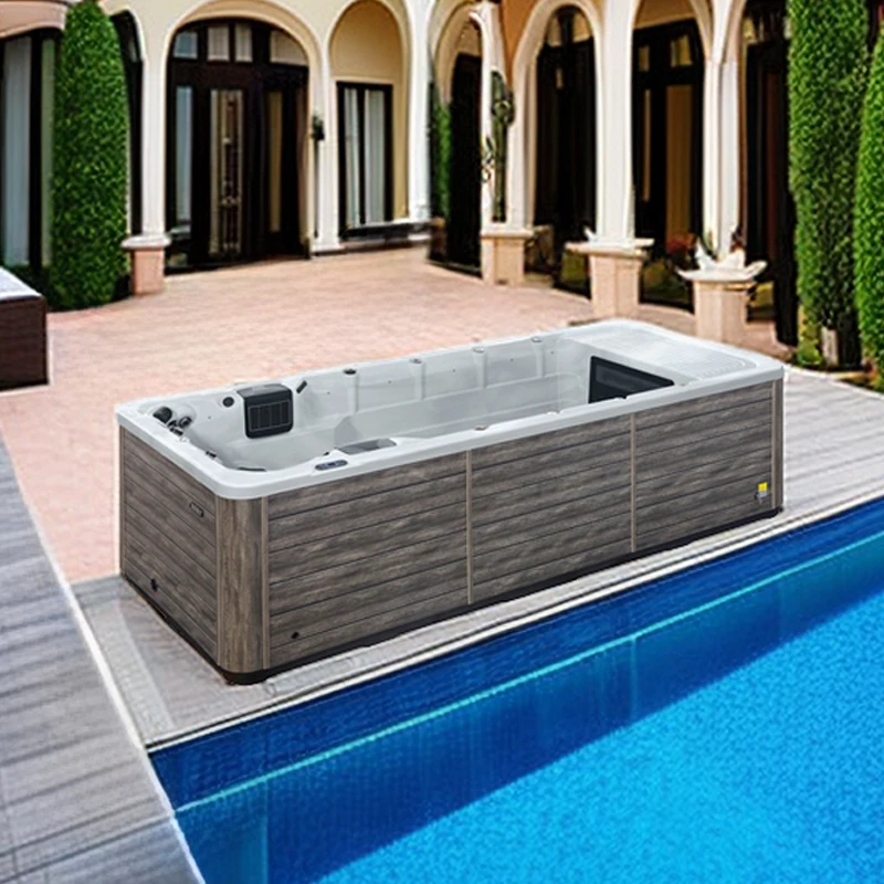 Sunrans Manufacturer 5.5m Acrylic Freestanding Rectangular Smart Balboa Swim Spa Pool Outdoor for Swimming