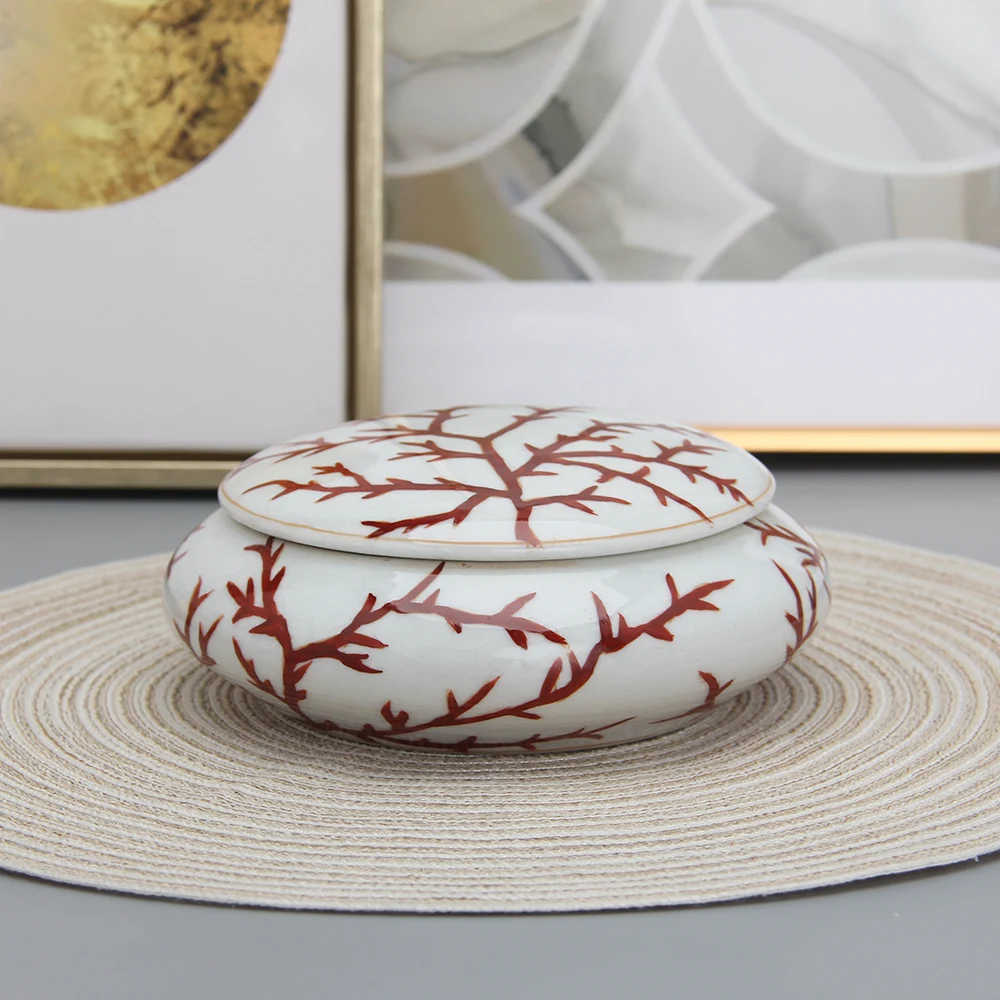 JW018 7 inch ceramic tea storage jar baby birth gift collection trinket boxes with lid for home decor