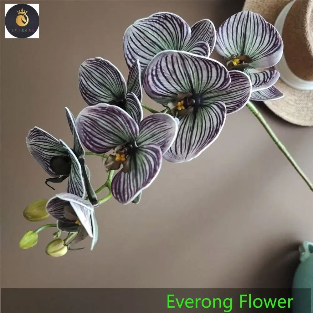 EV-J625 Morandi Color 7 Heads 3D Peach Pink Real Touch Orchid Flowers Artificial Orchid Plants