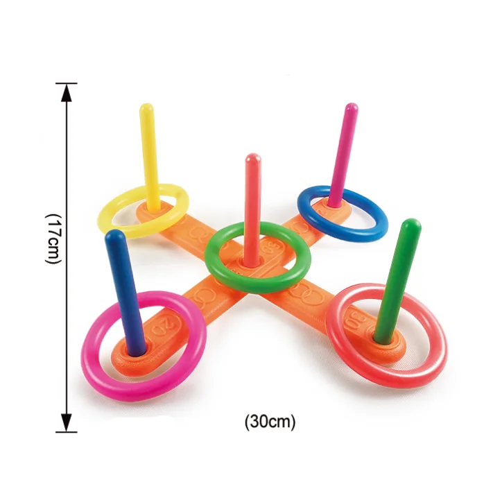 Outdoor sport garden game target ring toss quoits toy kids colorful kids play circle toy game plastic ferrule ring toss