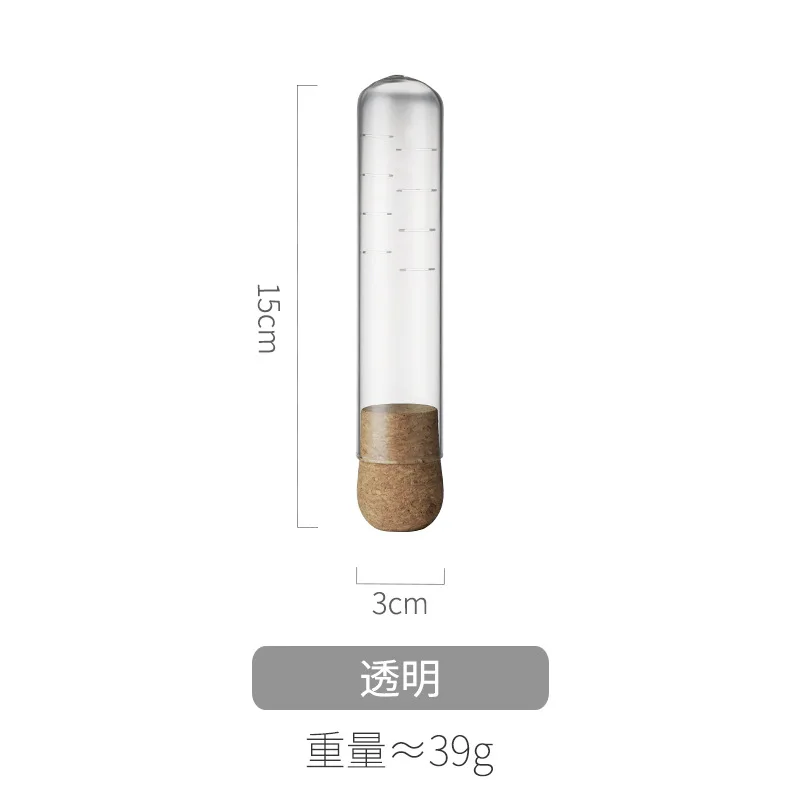 Handmade Small Glass Filter Tea Infuser Borosilicate Tube with Cork Lid Metal Utensils Strainer Set