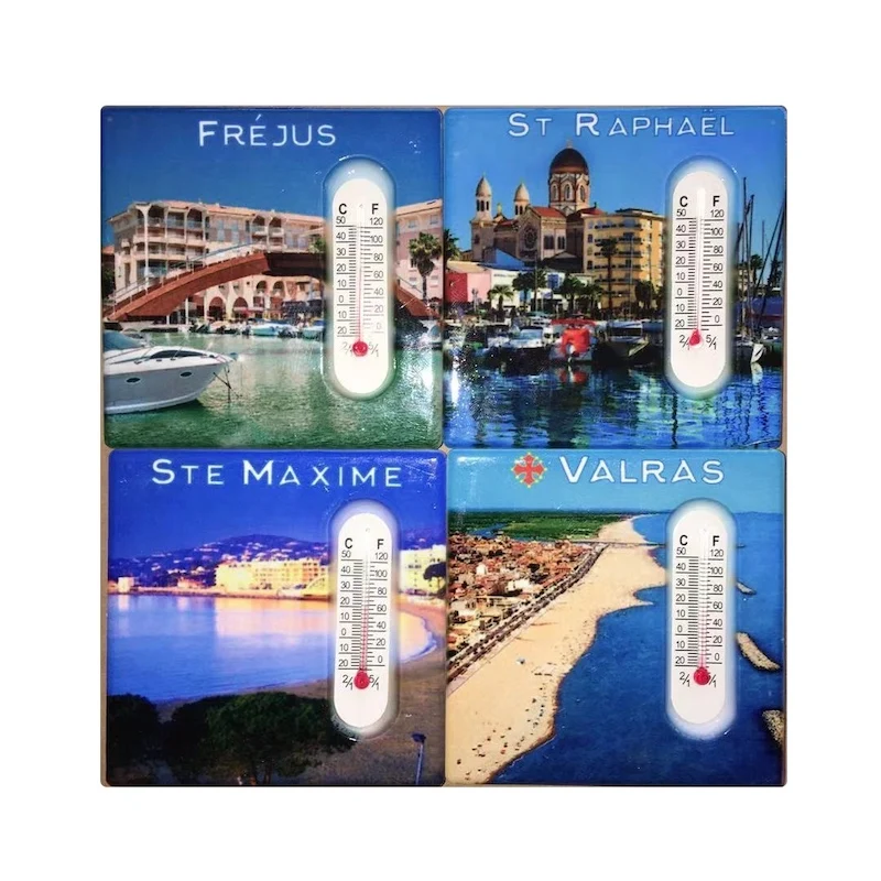 Custom made ceramic refrigerator Magnet Thermal sublimation with thermometer and urban style