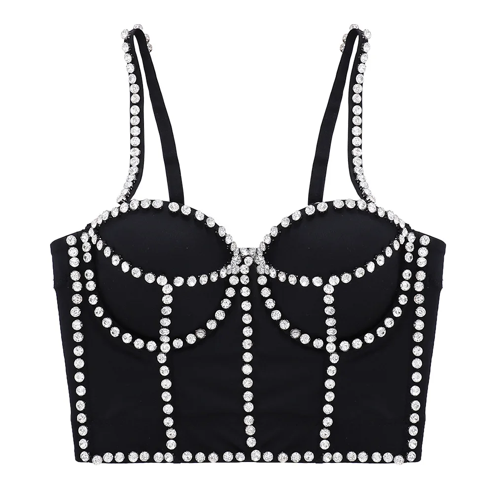 
T903 Sexy Triangle Diamond Short Tank Top Jazz Hip-hop Knitting Prom Women Bustier Corsets Brat Crop Tops Vendors 