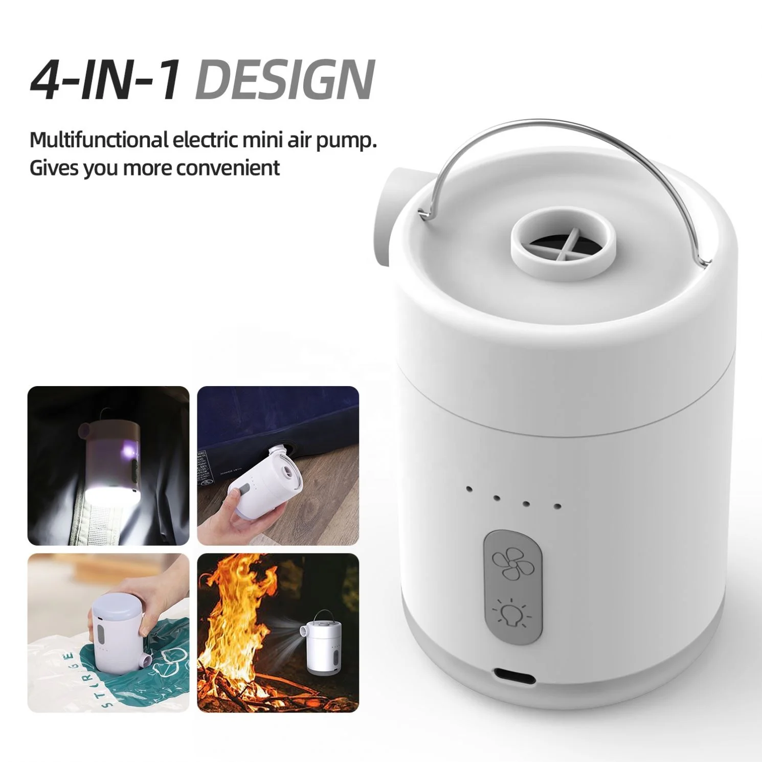 4-in-1 Electric Mini Pump Wholesale Portable Multi-functional Air Pump for Inflate Deflate Mattress Pillow Camping