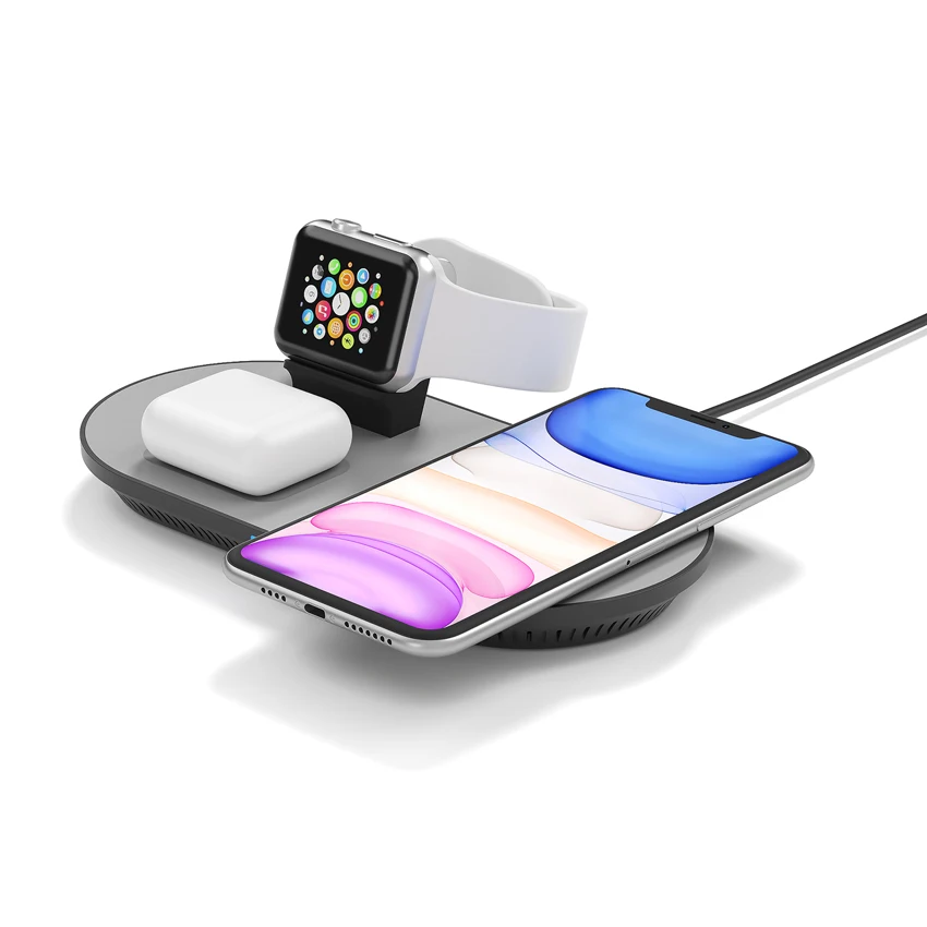 
Best selling products 2020 Wireless Charger Stand 2 Coils Fast 2 in 1 Wireless Charger Qi FCC CE certified 