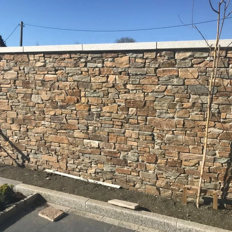 Rusty quartz exterior stone veneer in sheets stone wall cladding