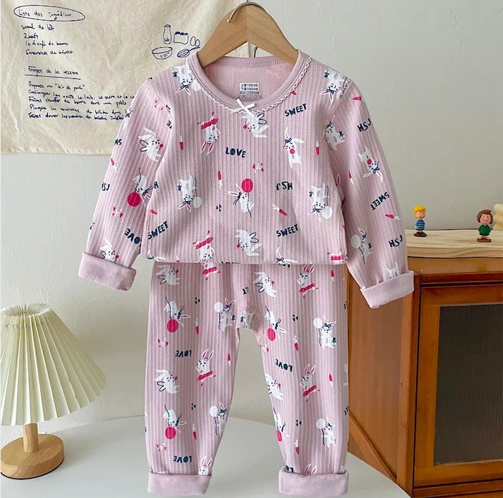 Bulk wholesale winter kids boys girls pj cotton long johns thermo underwear suit