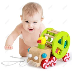 2021 hot sale wooden wheels for toys  pull wood car toy for kids