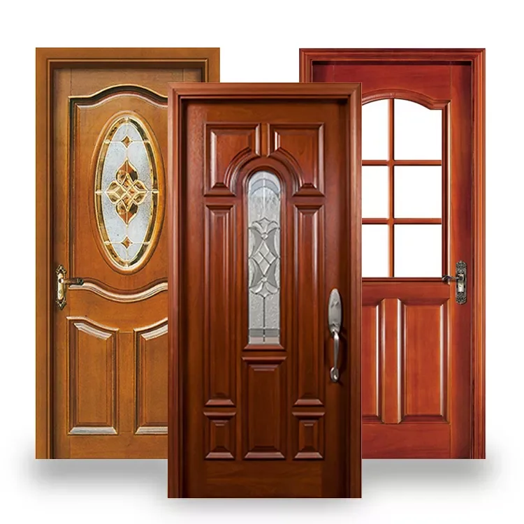 PHINO Solid Teak Wood MDF  Melamine Door Smart Door Lock Wooden Doors For Houses